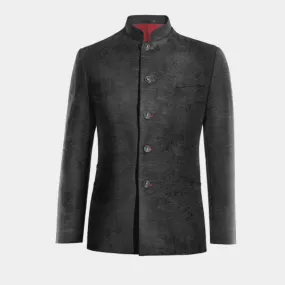 Veste mao noir onyx paisley en velours