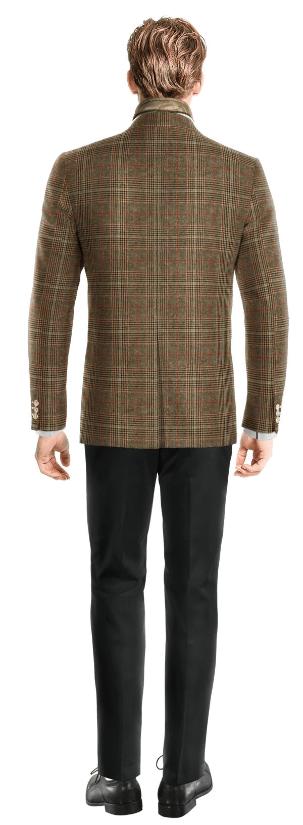 Veste marron prince de galles en tweed à larges revers