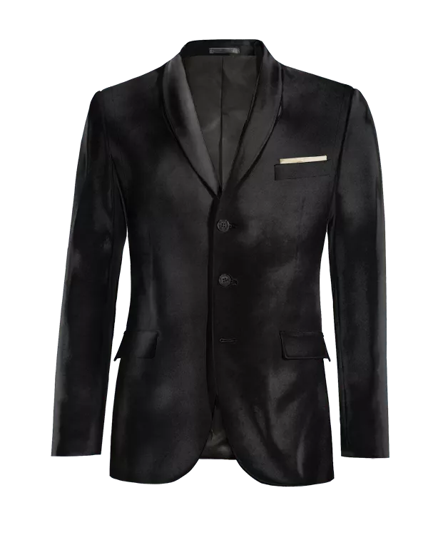 Veste noir onyx en velours col châle essentiel