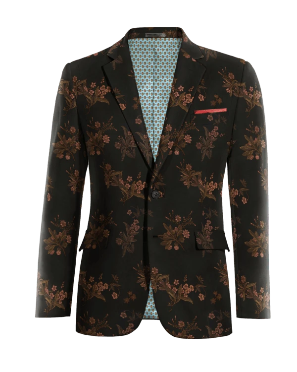 Veste noire à motif floral en jacquard de mi-saison