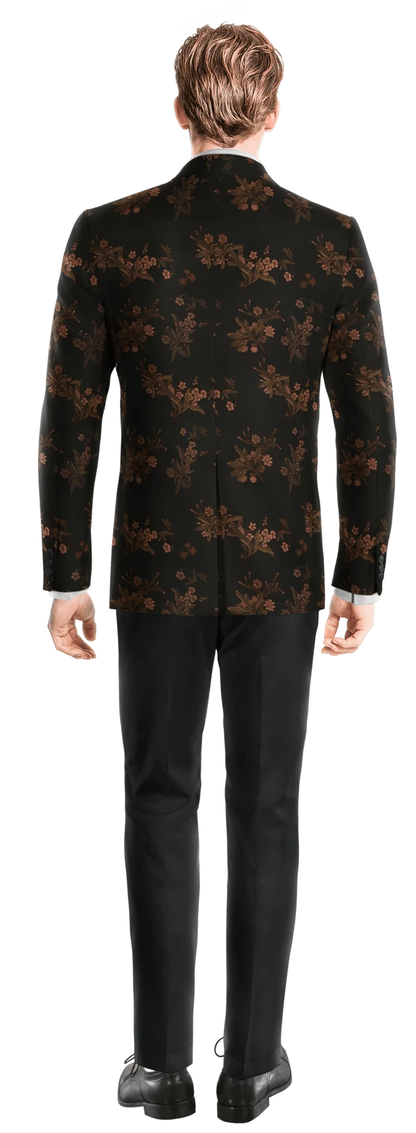 Veste noire à motif floral en jacquard de mi-saison