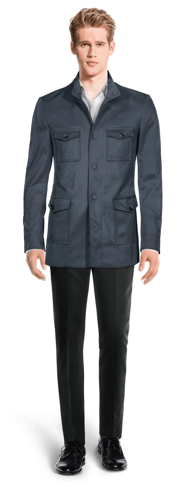 Veste saharienne bleue slim fit