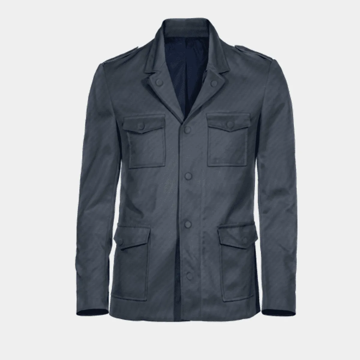 Veste saharienne bleue à revers avec épaulettes