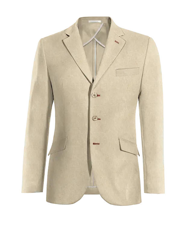 Veste sans doublure beige en lin slim fit