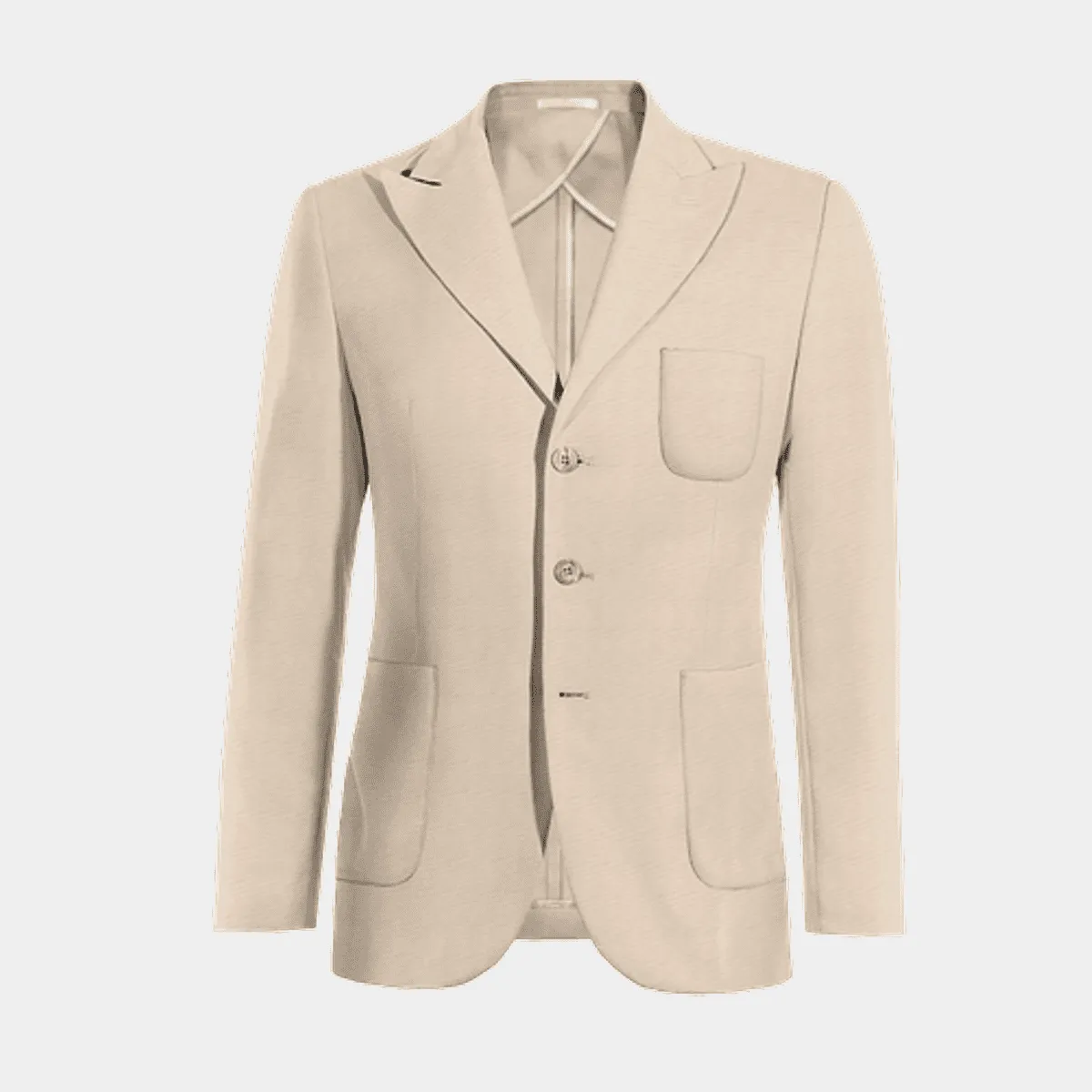 Veste sans doublure beige revers en pointe essentiel