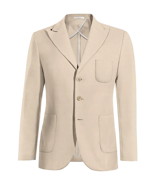 Veste sans doublure beige revers en pointe essentiel