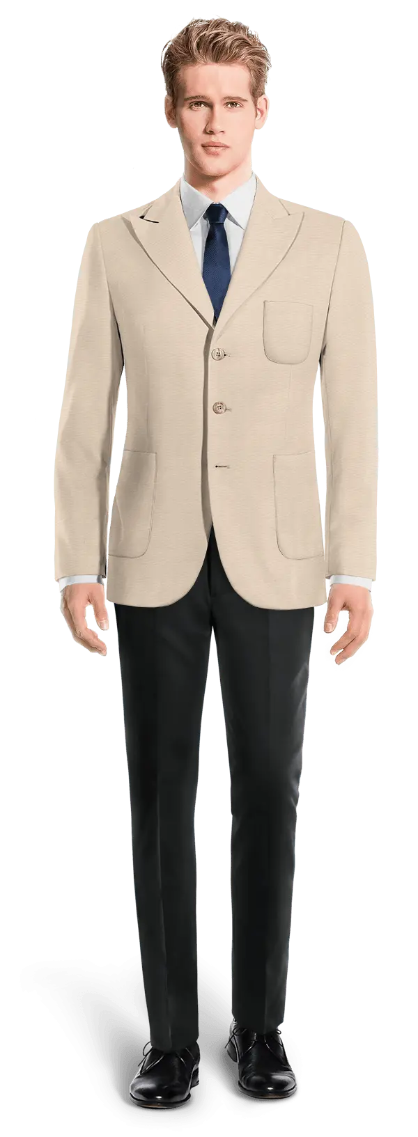 Veste sans doublure beige revers en pointe essentiel