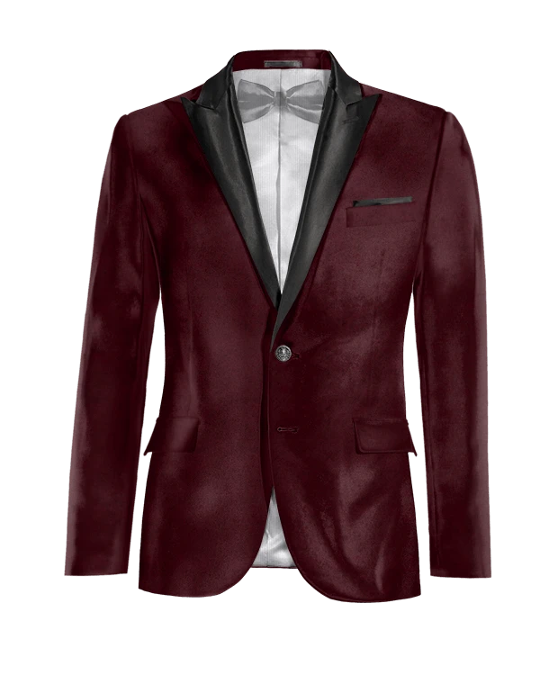 Veste Smoking bordeaux en velours revers en pointe